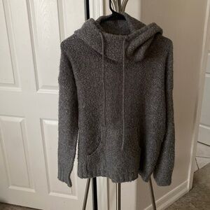 Grey sweater turtle neck pull over poncho